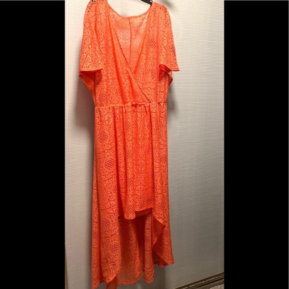 NWOT Plus Size Coral Crochet  Maxi Dress Size 3X